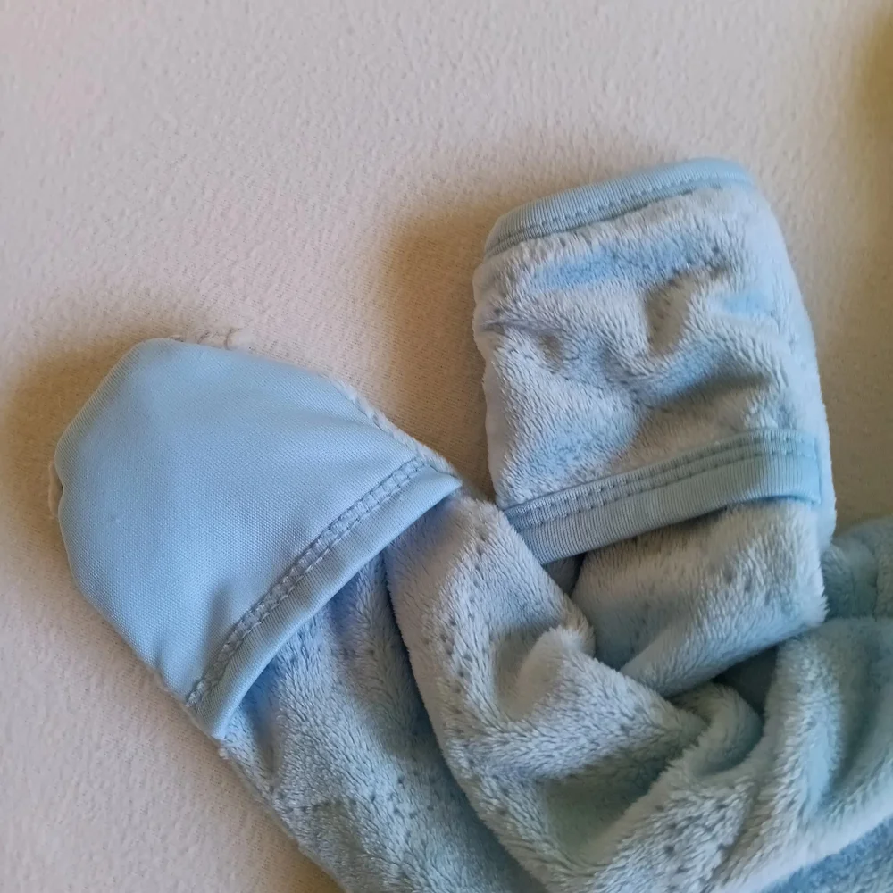 Blue Hooded Footie One Piece with Enclosed Feet Sz 3-6M With Zipper